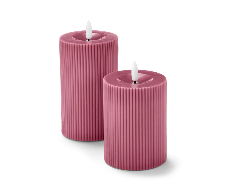 Dvě růžové LED svíčky z pravého vosku.