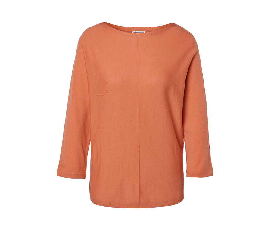 Broskvový svetr z jemného úpletu merino.