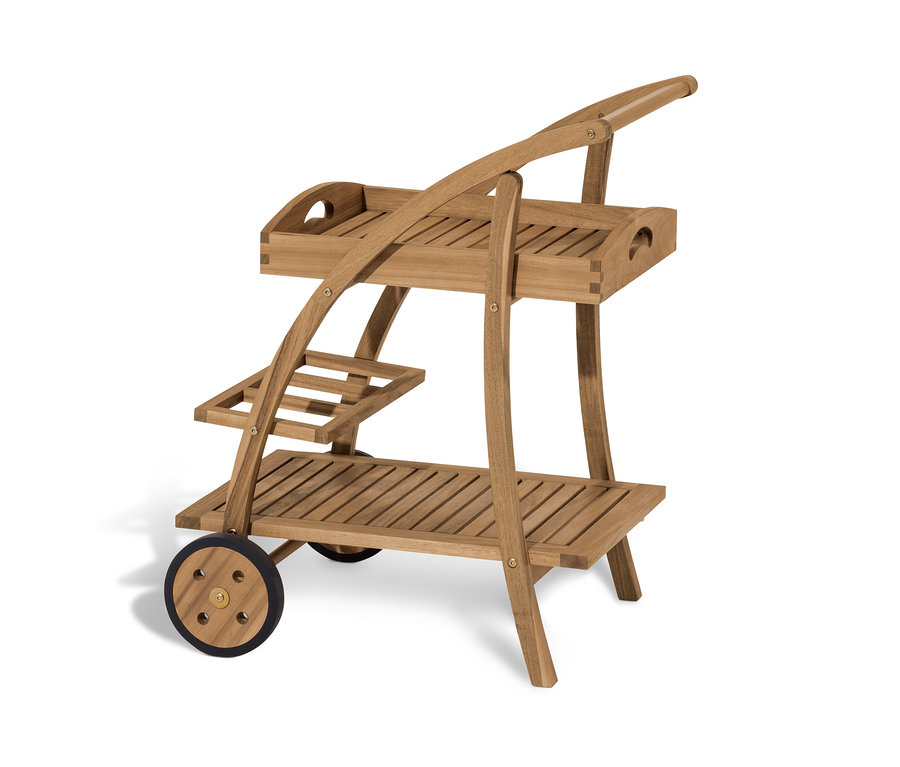 Barový vozík s odnímatelným podnosem.