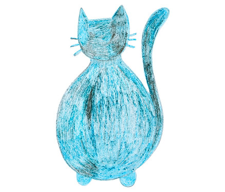 Modrá kresba kočky.