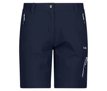 Detailní záběr na tmavě modré šortky CMP Damen-4-Wege-Stretch-Bermuda-Shorts s kapsami.
