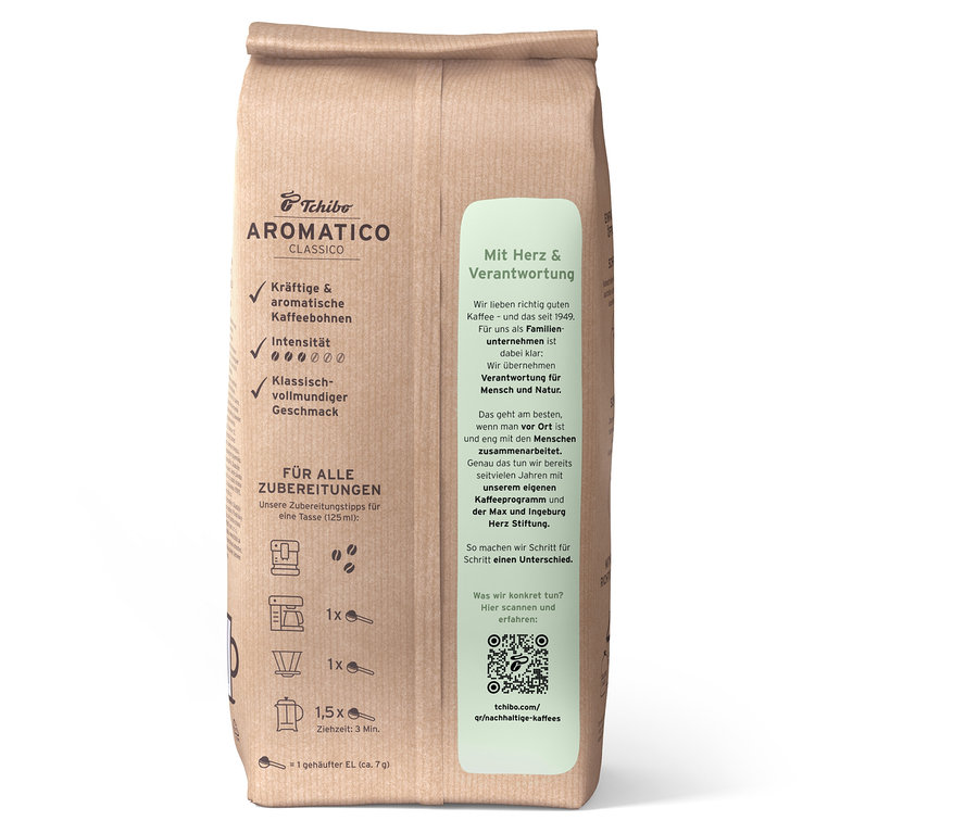 Je viditelné balení Aromatico Classico – 1 kg zrnkové kávy.