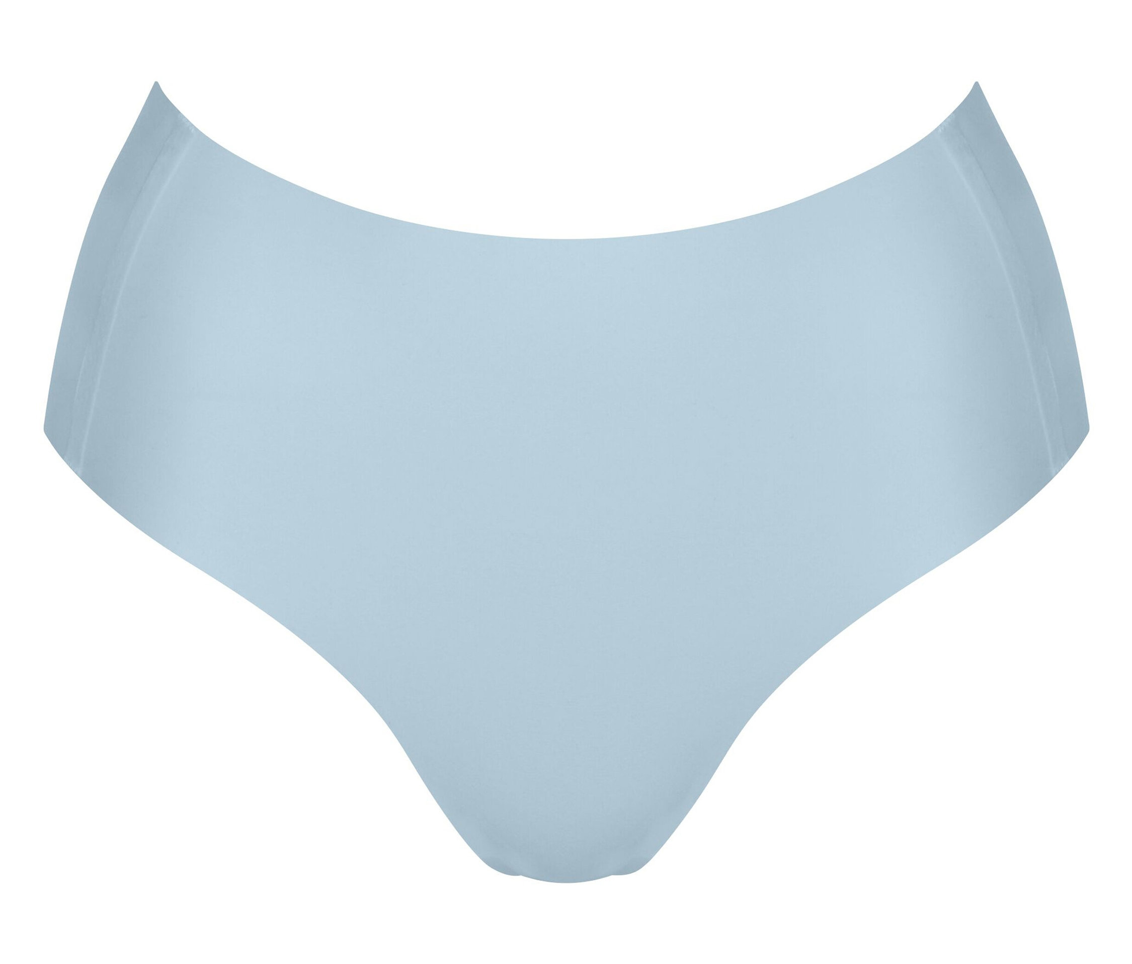 Světle modré dámské spodní prádlo na bílém pozadí.