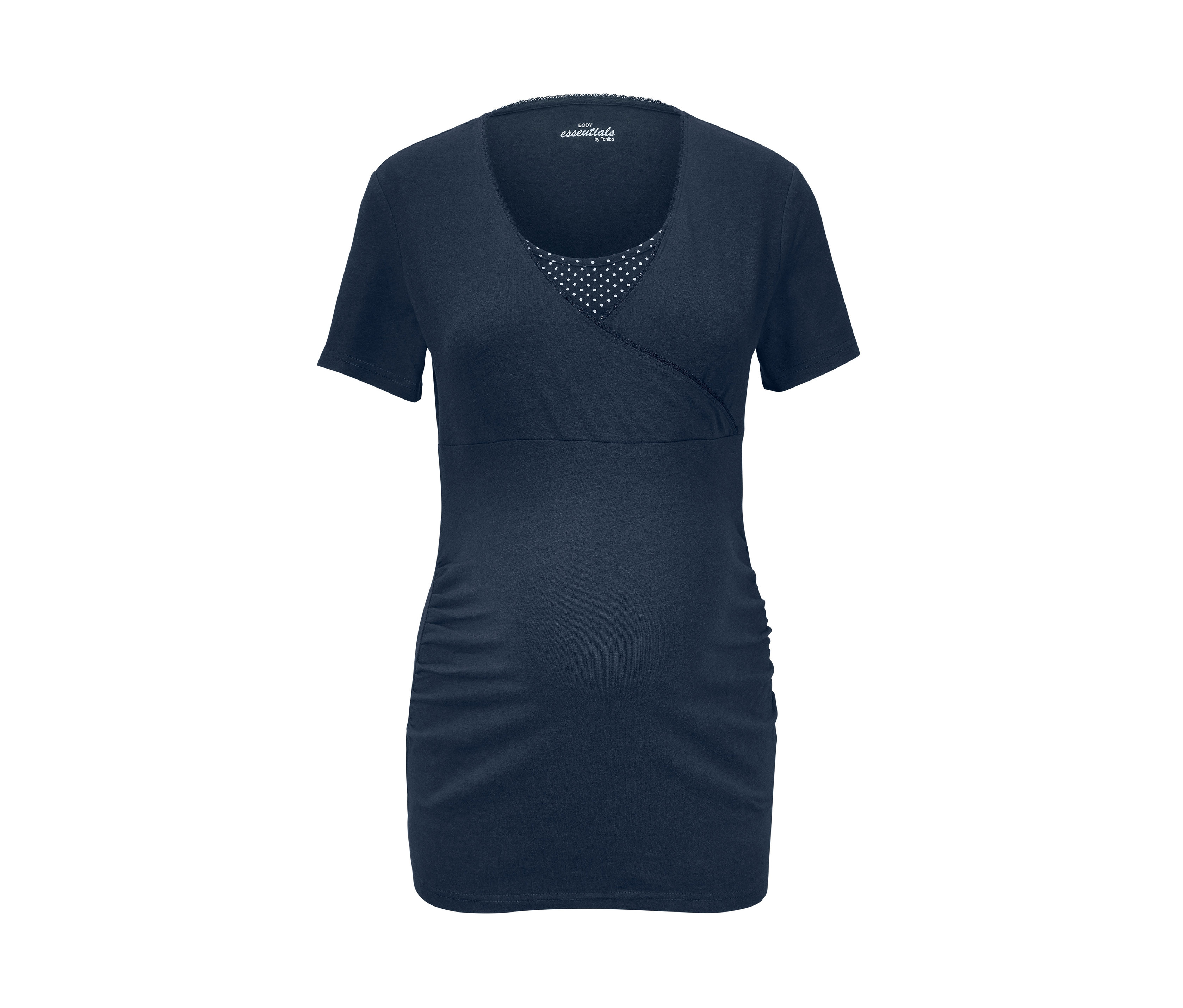 Těhotenské a kojicí pyžamo modré barvy s krátkým rukávem.