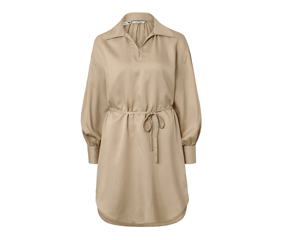 Béžová dlouhá halenka ze lněné směsi s páskem.