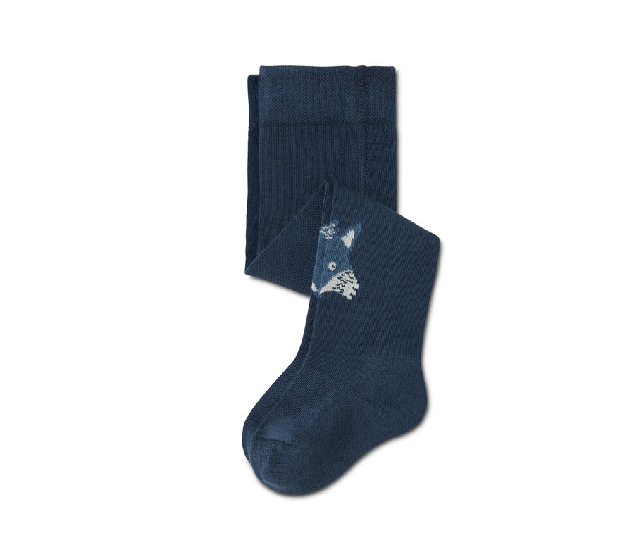 Modré bavlněné punčocháče s motivem lišky.