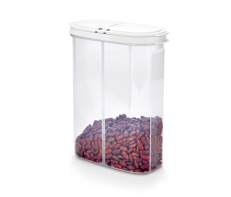 Čiré dóza na potraviny 2 v 1 naplněná červenými fazolemi.