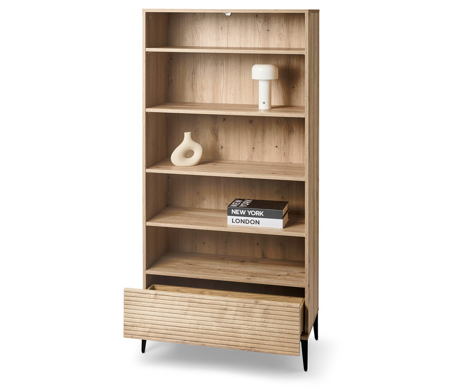 Regál »REET« s lamelovým vzhledem.