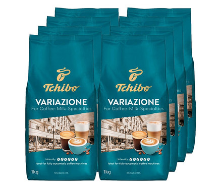 Šest balení kávy Tchibo Variazione pro kávové a mléčné speciality.