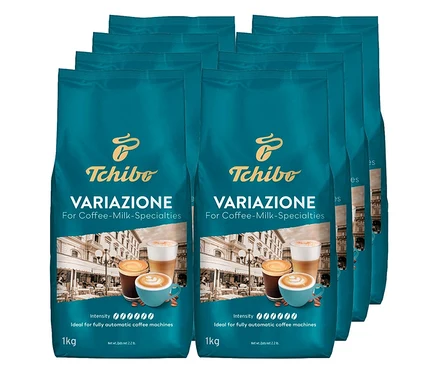 Šest balení kávy Tchibo Variazione pro kávové a mléčné speciality.