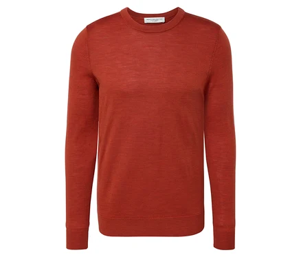 Oranžový melírovaný svetr z vlny merino.