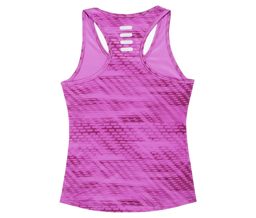 Detailní záběr růžového dámského funkčního topu FILA zezadu.