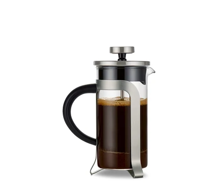 Stříbrná konvička french press 300 ml s 2 šálky.