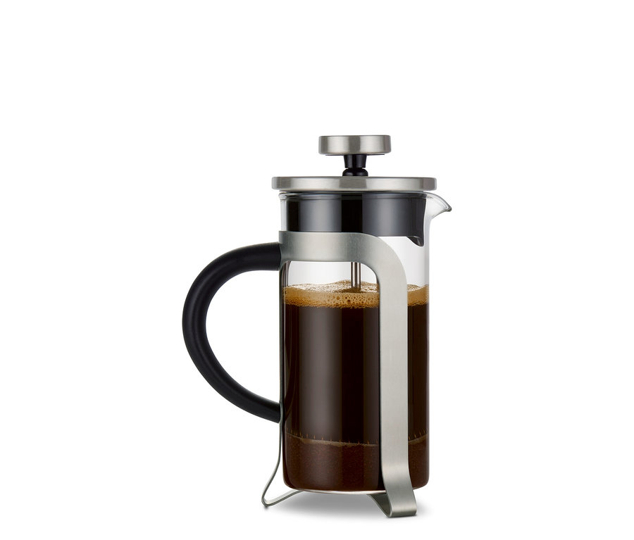 Stříbrná konvička french press 300 ml s 2 šálky.