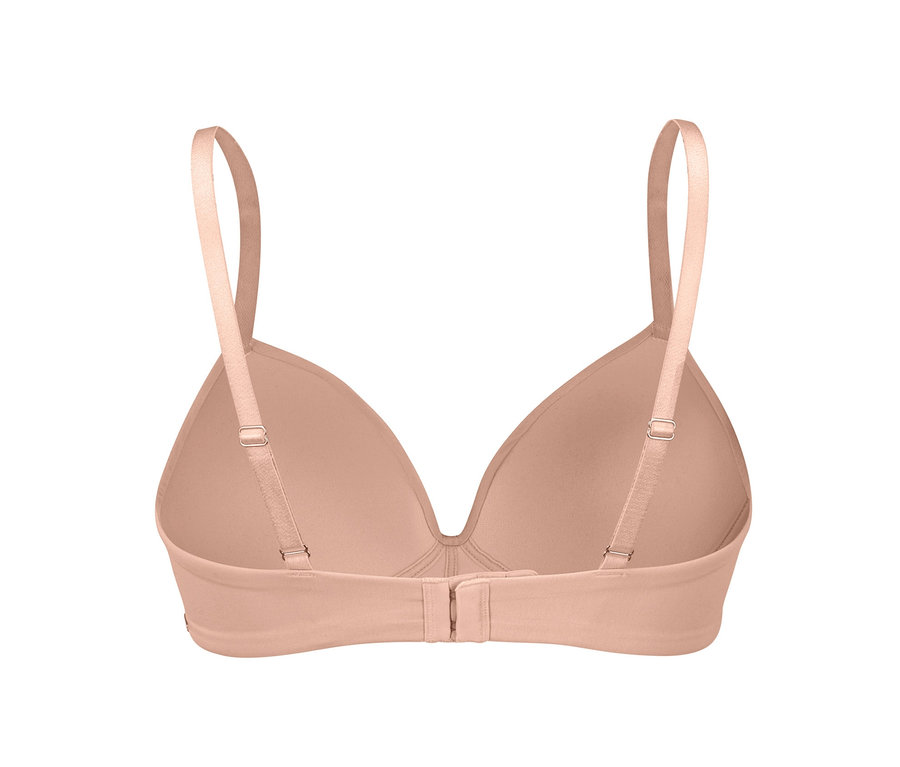 Béžová podprsenka s měkkými košíčky, pohled zezadu.