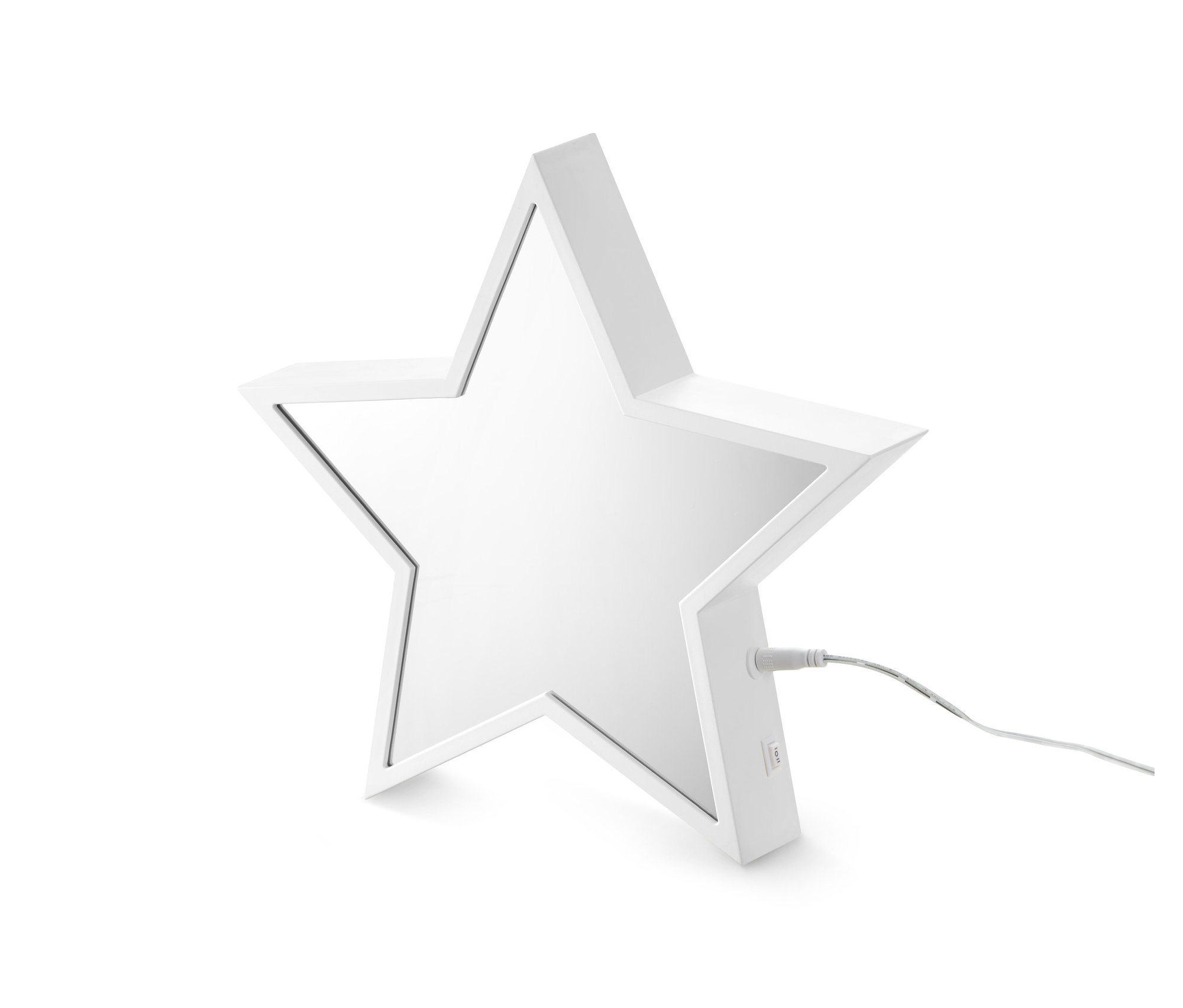 Bílá LED hvězda s kabelem.