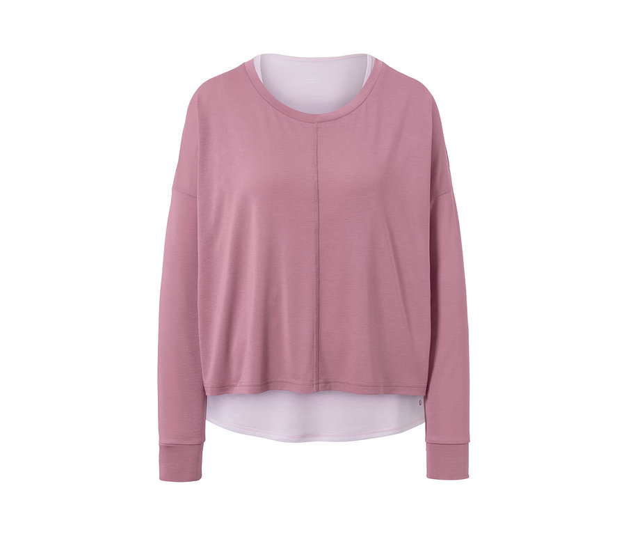 Růžové sportovní triko 2 v 1 s dlouhým rukávem.