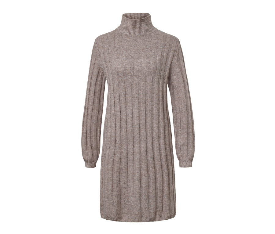 Šaty ze žebrované pleteniny se stojáčkem.