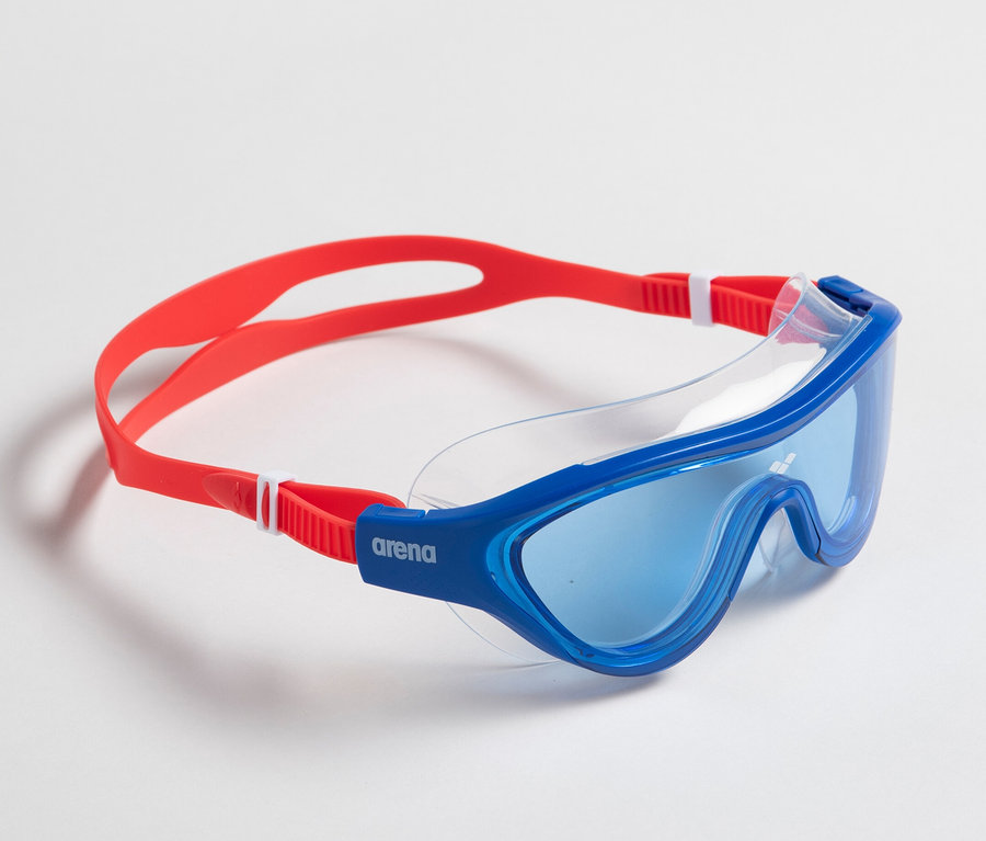 Modré dětské plavecké brýle arena Junior The One Mask na bílém pozadí.