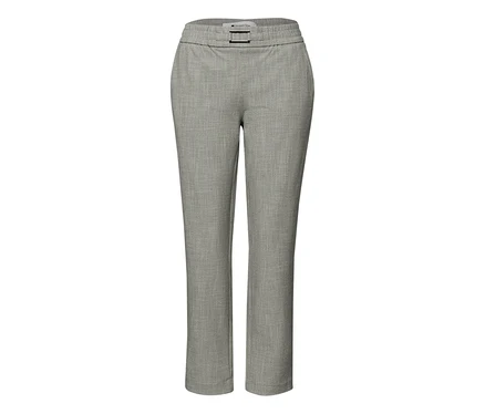 Šedé kalhoty joggpant Street One s poutky na pásek a sponou.