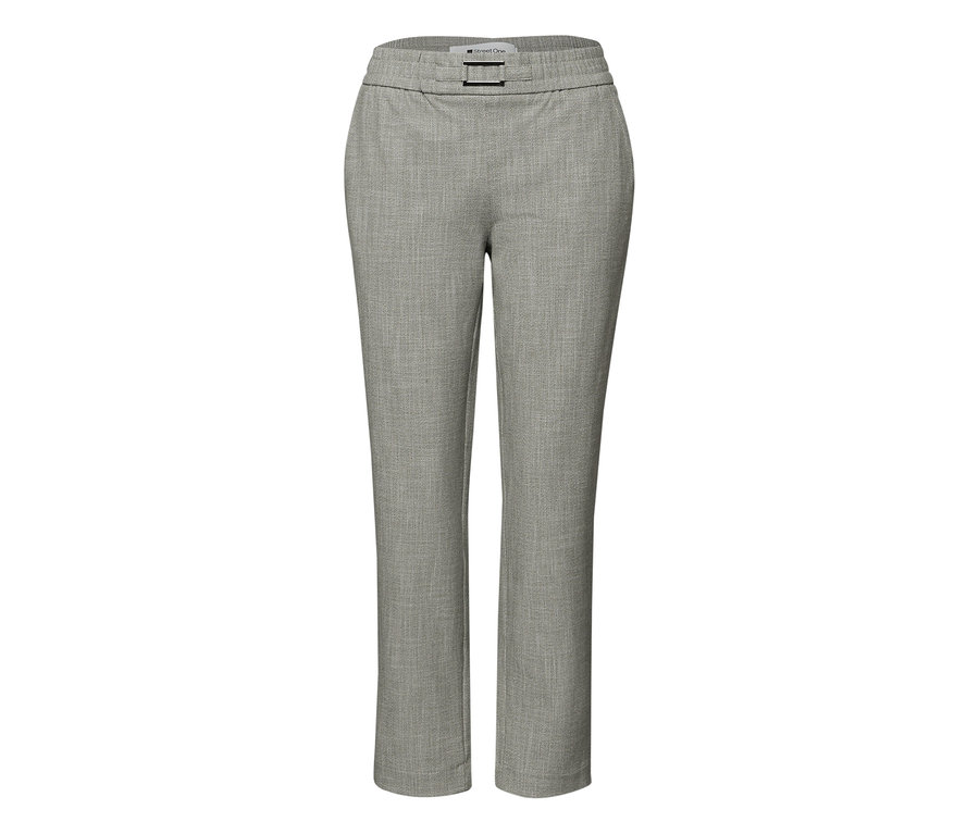 Šedé kalhoty joggpant Street One s poutky na pásek a sponou.