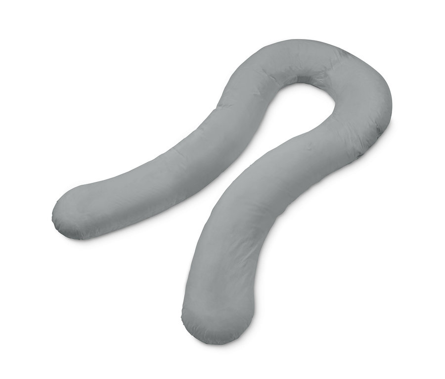 Šedý multifunkční polštář XXL na bílém pozadí.