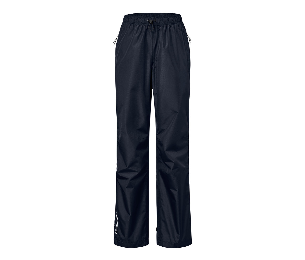 Tmavě modré high-tech kalhoty do deště, unisex.