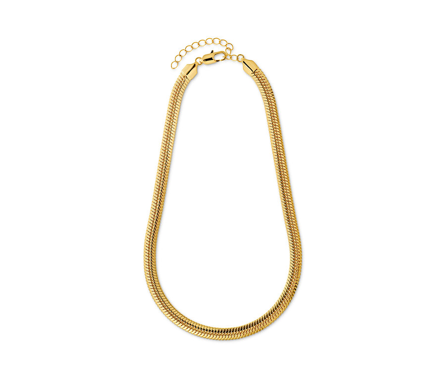 Zlatý náhrdelník Plochý hádek na bílém pozadí.