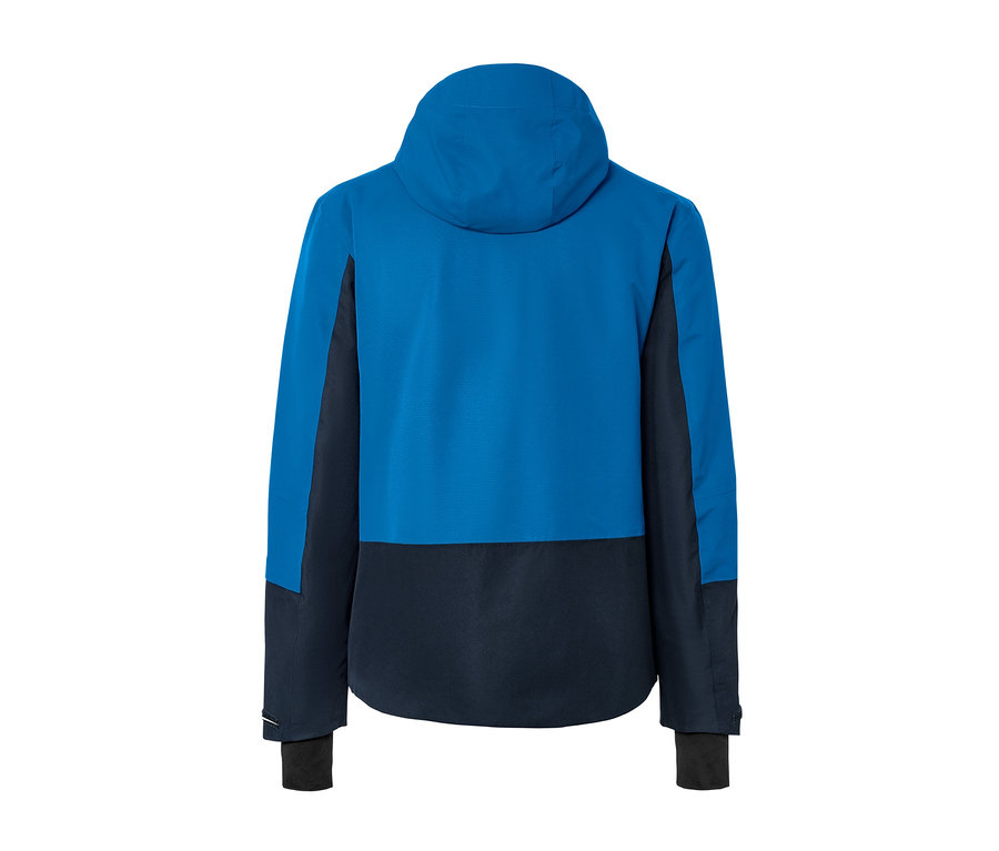 Modrá lyžařská bunda.