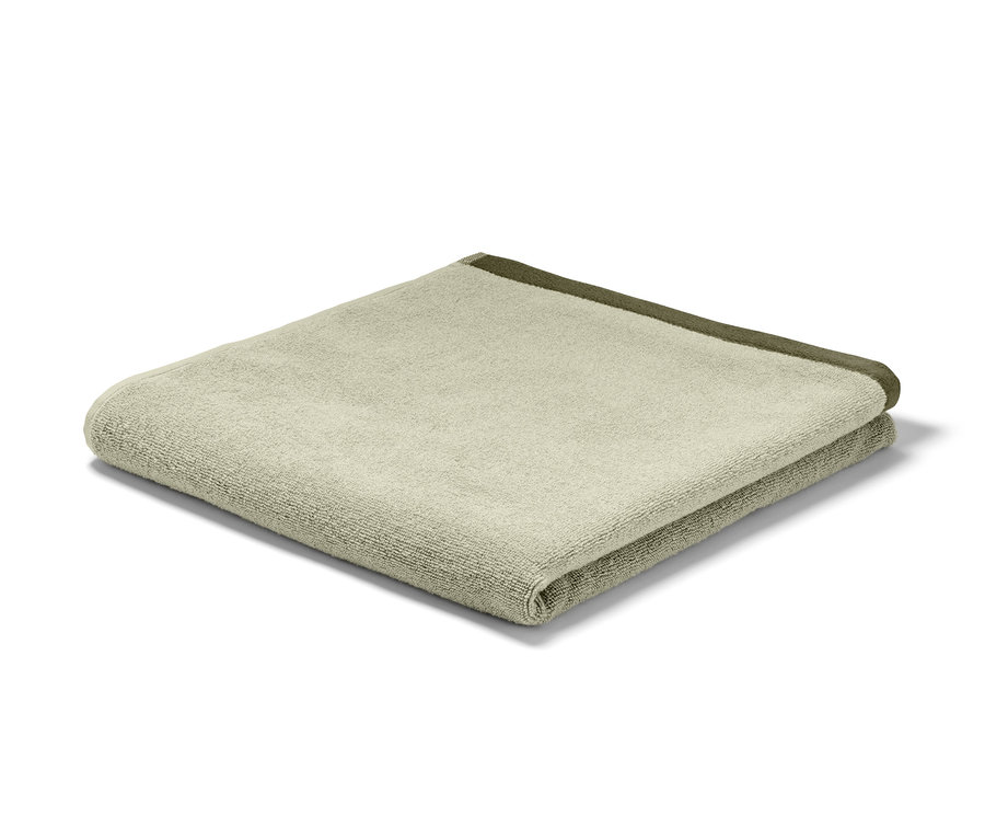 Složená kvalitní žakárová osuška, pískově a mechově zelená.