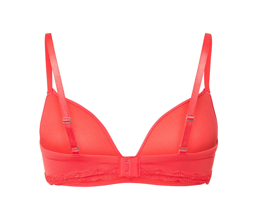 Červená podprsenka s měkkými košíčky zezadu.