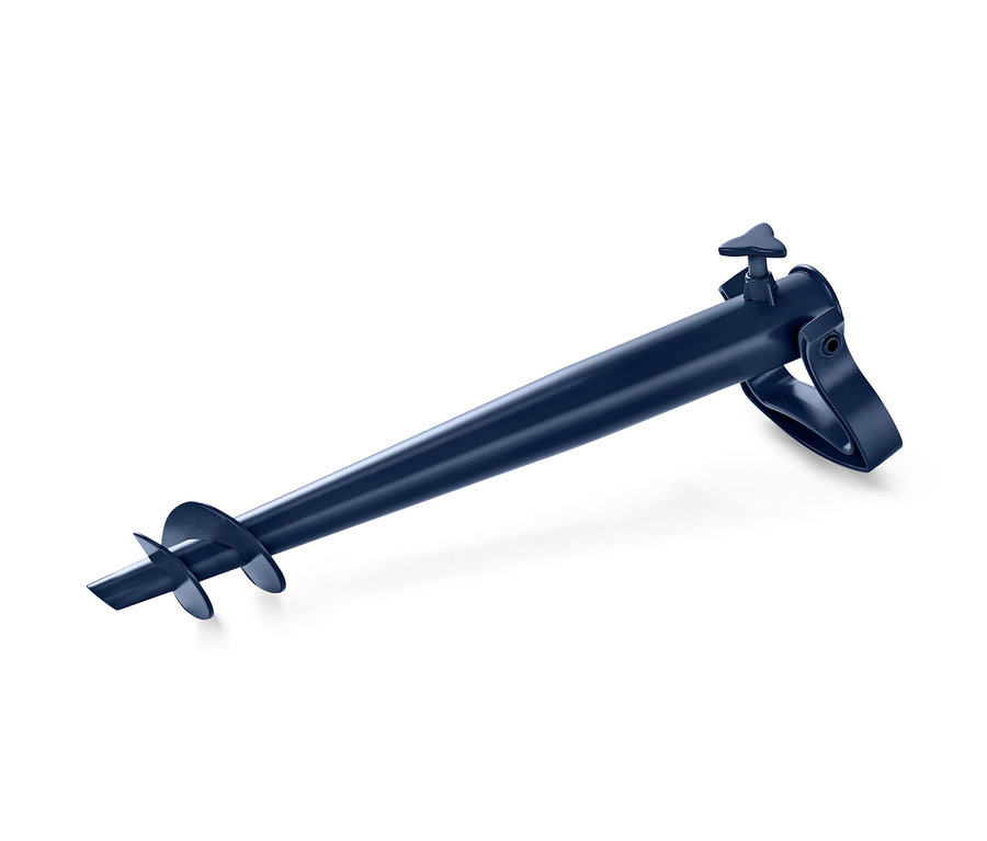 Modrý šroubovací držák na slunečník.