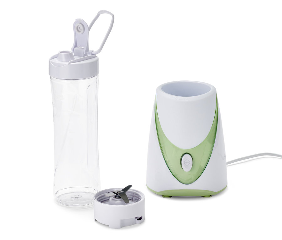 Mixér na smoothie, 250 W, s nádobou a nástavcem na sekání.