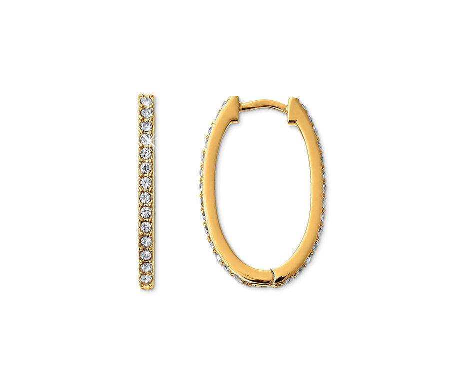 Dvě oválné kreolky se skleněnými kamínky na bílém pozadí.