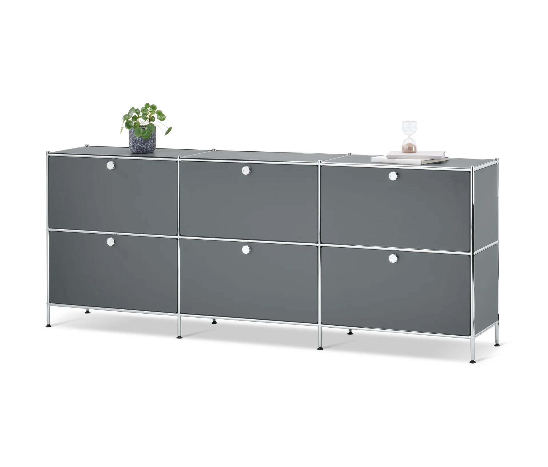 Tchibo - Odkládací skříňka CN3 se 6 výklopnými dvířky - barva: chrom