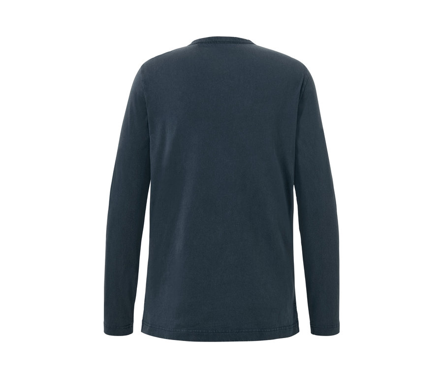 Tmavě modré triko henley Mustang s dlouhým rukávem zezadu.