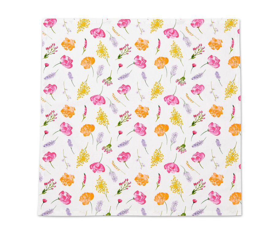 Bavlněný ubrus s květinovým vzorem.