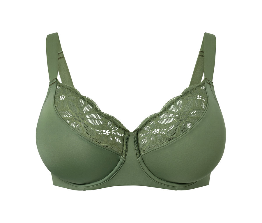 Olivová zmenšující podprsenka s krajkou.