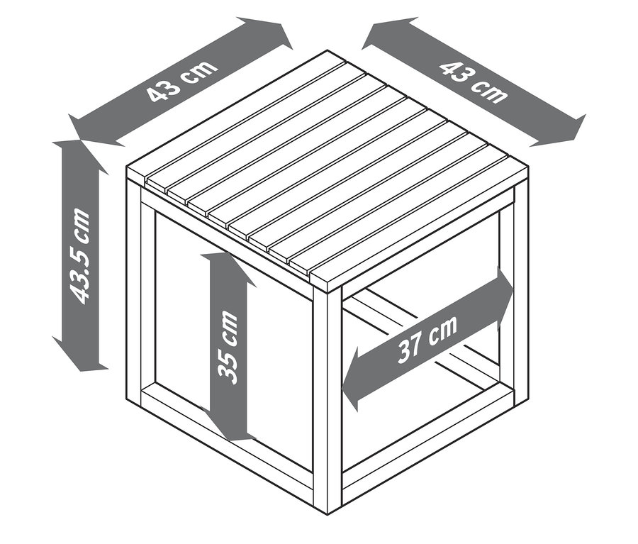 Rozměry sady odkládacích stolků »Lenja« jsou 43 cm x 43 cm x 43,5 cm.