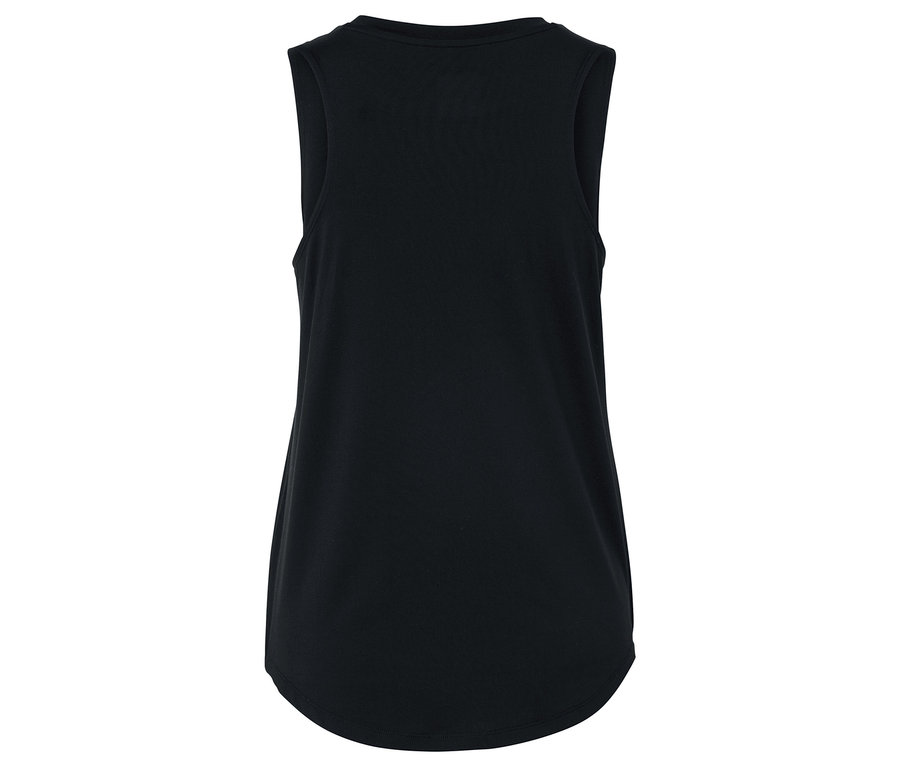 Černé tílko zobrazené zezadu.