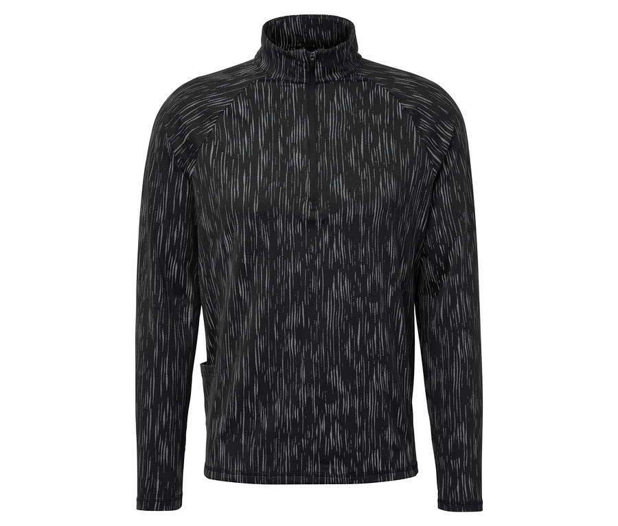 Černo-bílá mikina se zipem.