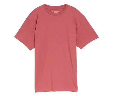 Jednobarevné korálové tričko Tom Tailor Oversize.