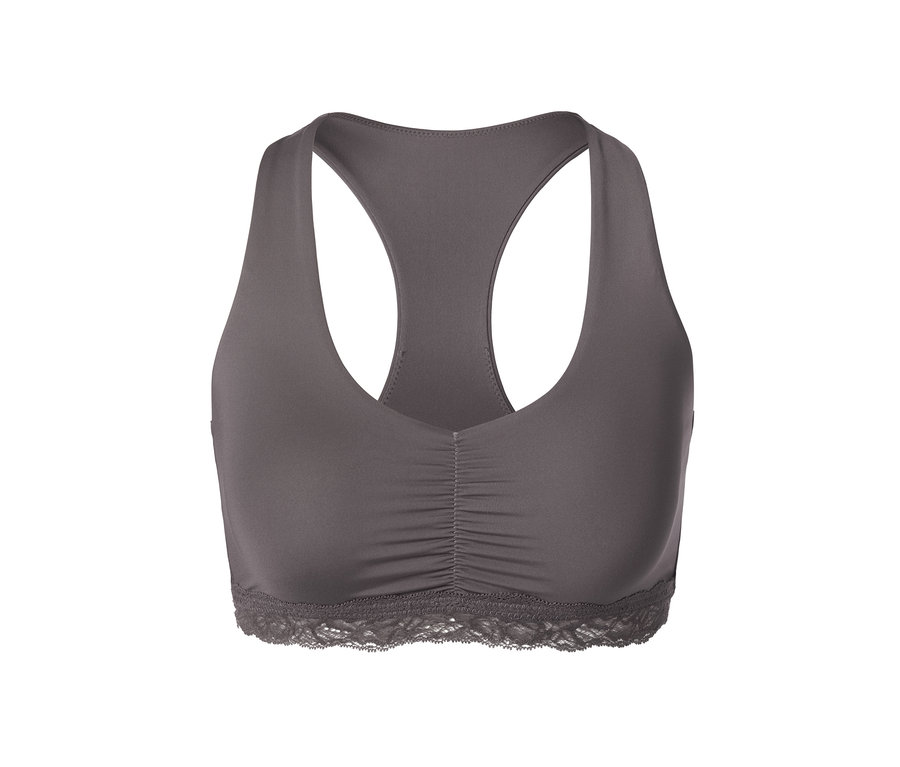 Šedá podprsenka s krajkou.