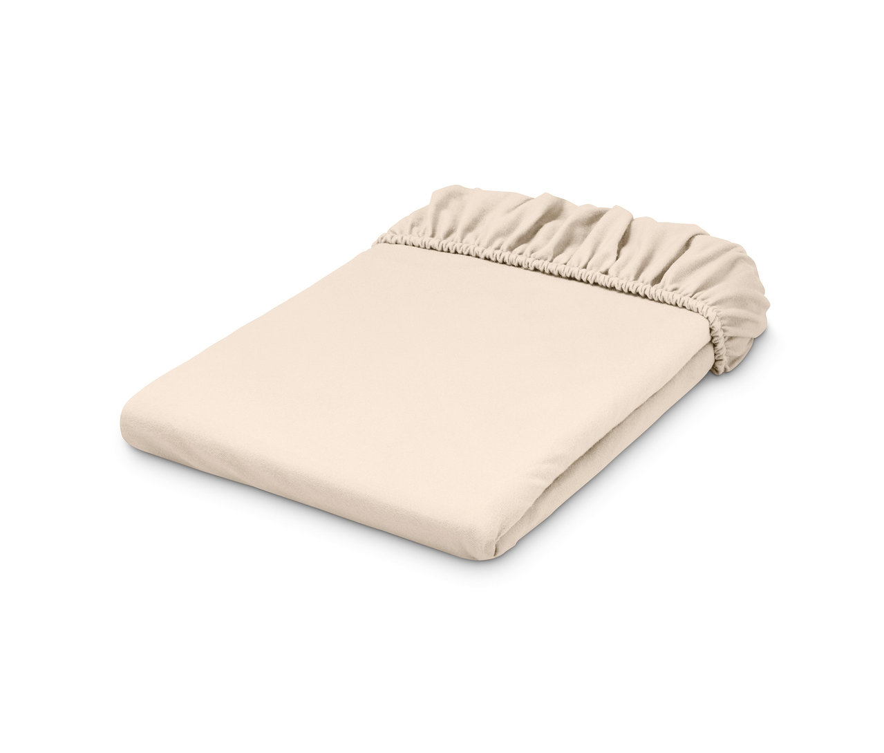 Béžové napínací prostěradlo z biberu.