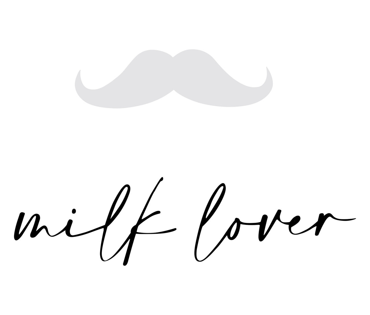 Grafika s šedým knírem nad černým nápisem "milk lover".