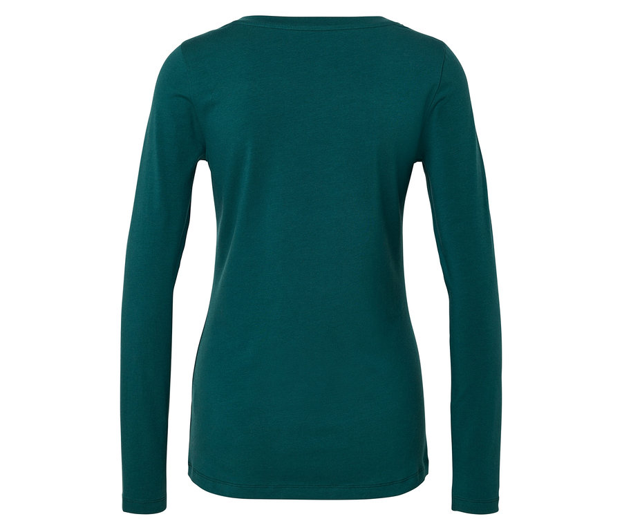 Tmavě zelené tričko s dlouhým rukávem z pohledu zezadu.