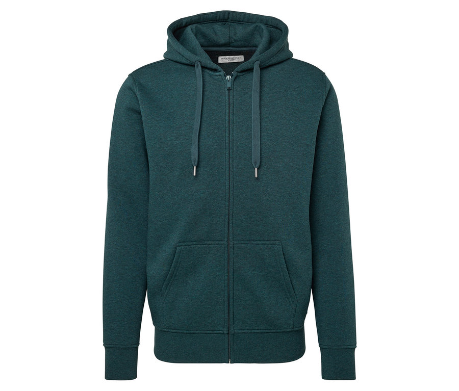 Zelená melírovaná mikina s kapucí.