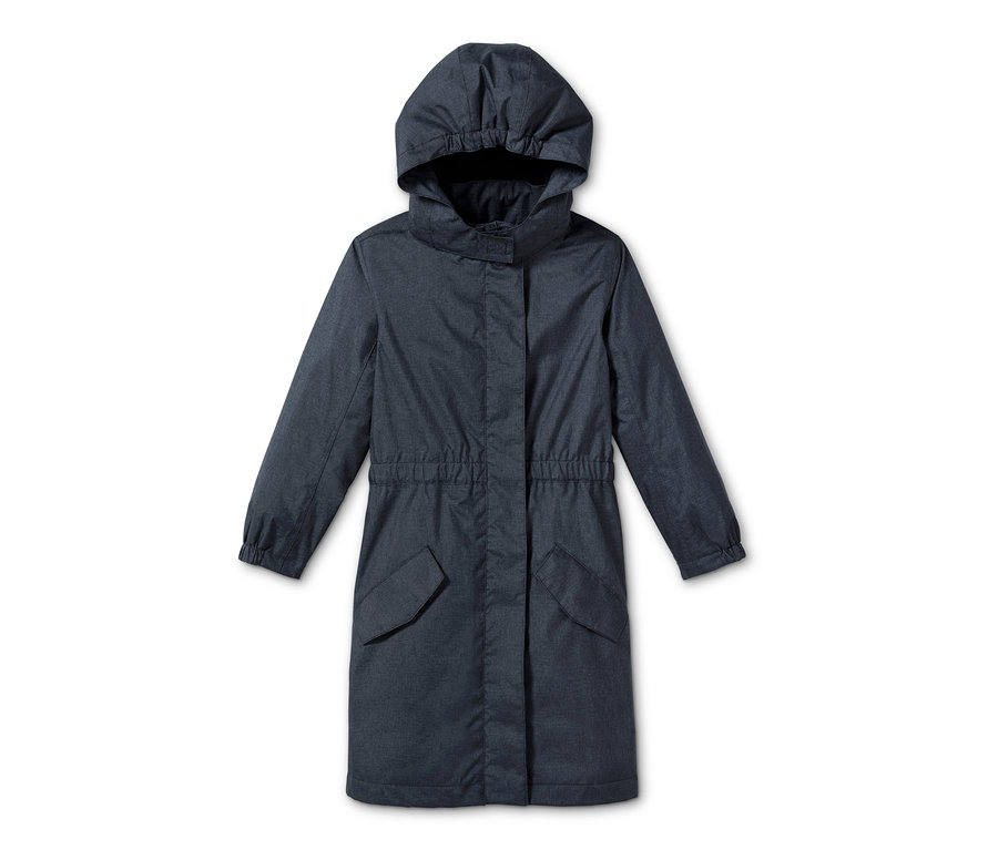 Tmavě modrá bunda v džínovém vzhledu do každého počasí s kapucí.