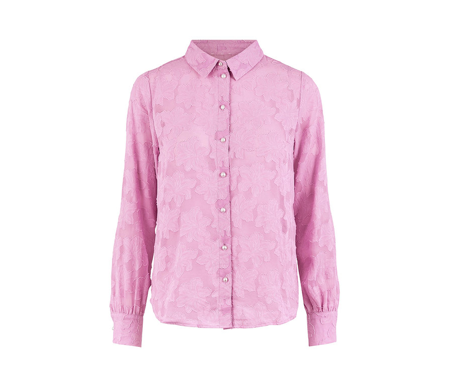 Světle fialová košilová halenka se strukturovaným vzorem.