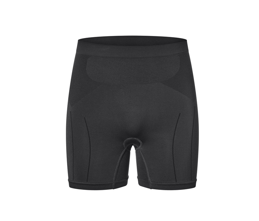 Černé cyklistické spodky na bílém pozadí.